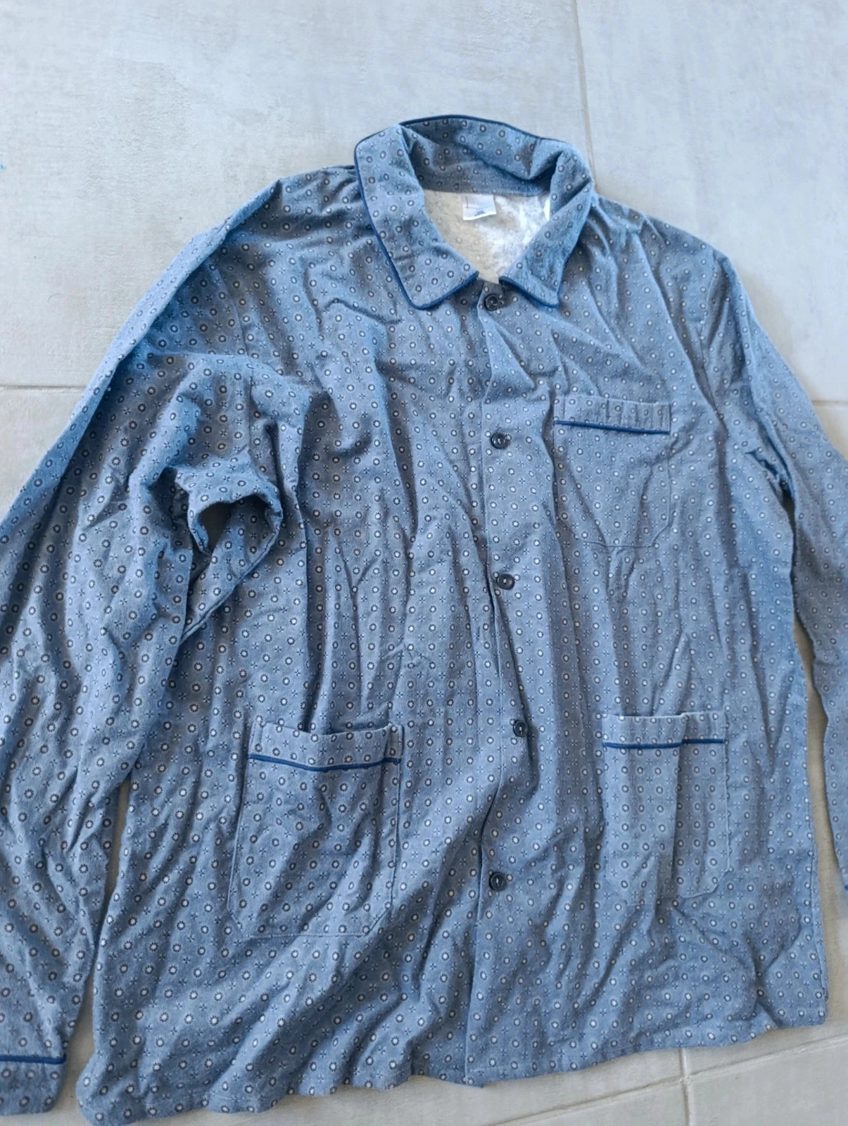 Veste de interior / casaco de pijama Ary & Bell 100% algodão azul estampado – XXXL – photo 3